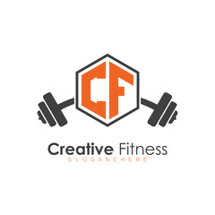 initial monogram for Fitness logo with Polygon style design