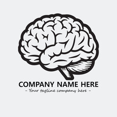 Brain illustration black and white for logo company vector image
