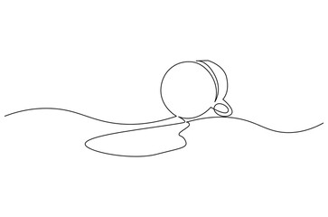 Obraz premium Continuous one line drawing of Coffee or tea splashes out of the cup. Single line drawing illustration of spilled coffee or tea. Coffe or tea concept vector art. Doodle line illustration.