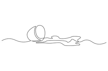 Continuous one line drawing of Coffee or tea splashes out of the cup. Single line drawing illustration of spilled coffee or tea. Coffe or tea concept vector art. Doodle line illustration.