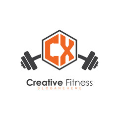 initial monogram for Fitness logo with Polygon style design