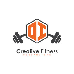initial monogram for Fitness logo with Polygon style design