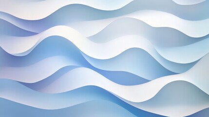 Fototapeta premium Gentle curves of blue and white layers create a calming, wave-like pattern