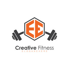 Obraz premium initial monogram for Fitness logo with Polygon style design
