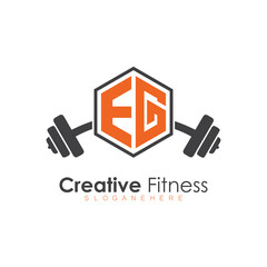 initial monogram for Fitness logo with Polygon style design