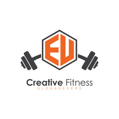 initial monogram for Fitness logo with Polygon style design