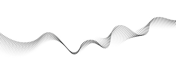 Flowing Dot Wave halftone gradient pattern on transparent background	
