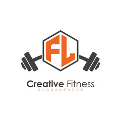 initial monogram for Fitness logo with Polygon style design