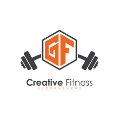 initial monogram for Fitness logo with Polygon style design