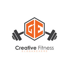 Fototapeta premium initial monogram for Fitness logo with Polygon style design