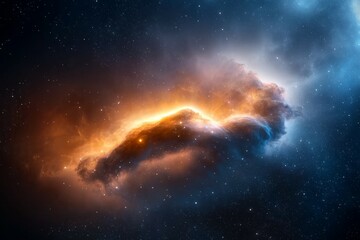 Fototapeta premium Large orange cloud in the sky with a blue background