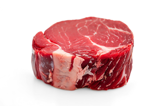  Raw beef steak, fresh red meat food cut, isolated on transparent background. Premium filet mignon ingredient for grilling, gourmet cooking. PNG, Cut Out.