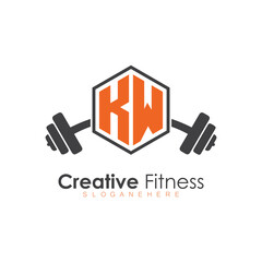 initial monogram for Fitness logo with Polygon style design