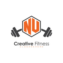 initial monogram for Fitness logo with Polygon style design