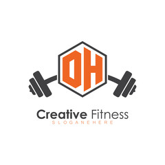 initial monogram for Fitness logo with Polygon style design