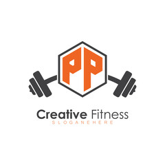 Obraz premium initial monogram for Fitness logo with Polygon style design