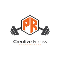 initial monogram for Fitness logo with Polygon style design