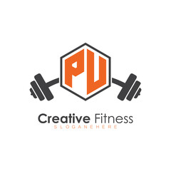 initial monogram for Fitness logo with Polygon style design