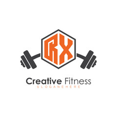 initial monogram for Fitness logo with Polygon style design