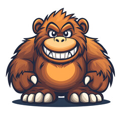 Cartoon Gorilla Character With Strong Presence and Fun Expressions Displaying Cheerful Personality on a Transparent Background