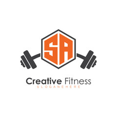 initial monogram for Fitness logo with Polygon style design