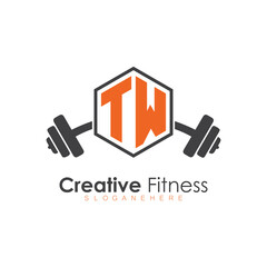 initial monogram for Fitness logo with Polygon style design