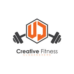 Obraz premium initial monogram for Fitness logo with Polygon style design