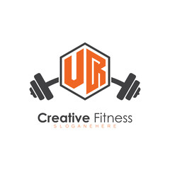 initial monogram for Fitness logo with Polygon style design