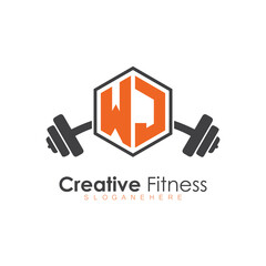 Obraz premium initial monogram for Fitness logo with Polygon style design