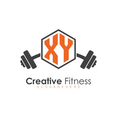 initial monogram for Fitness logo with Polygon style design