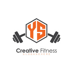 initial monogram for Fitness logo with Polygon style design