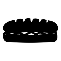Delicious Sub Sandwich Icon Black and White Illustration Graphic Design