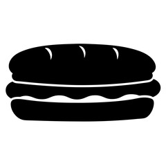 Simple Black and White Illustration of a Delicious Sub Sandwich
