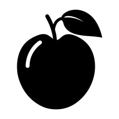 A Simple Black and White Illustration of an Apple with a Leaf