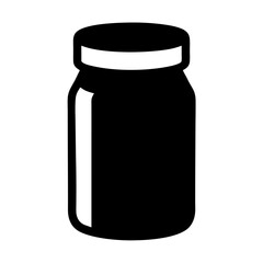 A Simple Black and White Icon of a Glass Jar with a Lid