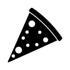 A Simple Black and White Icon of a Single Slice of Pizza with Cheese