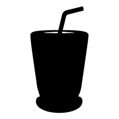 Black Silhouette of a Glass with a Straw Refreshing Summer Drink Icon