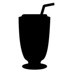 Silhouette of a Glass with a Straw Refreshing Drink Beverage Icon