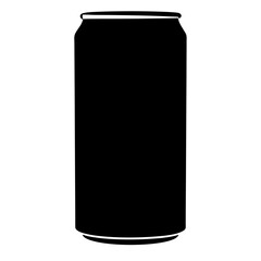 Black and White Silhouette of a Single Aluminum Can for Soda or Beverage