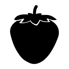 A Simple Black Silhouette Image of a Strawberry Fruit