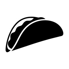 A Simple Black and White Icon Graphic of a Single Taco