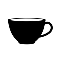 A simple black silhouette of a teacup or coffee mug illustration