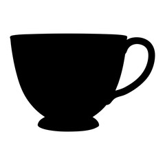 A simple black silhouette of a teacup with a handle