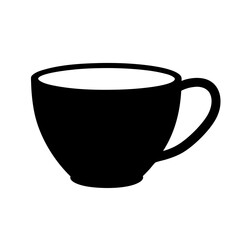 A Simple Black Silhouette of a Coffee Mug or Teacup Illustration
