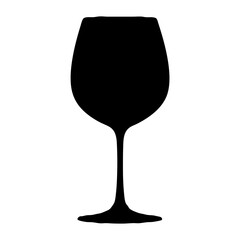 Black Silhouette of a Wine Glass on White Background Simple Elegant Design