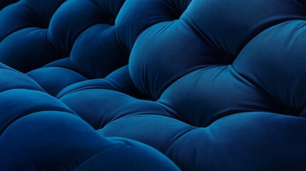 Fototapeta premium Plush blue fabric with tufted detailing. Elegant design texture on soft material surface