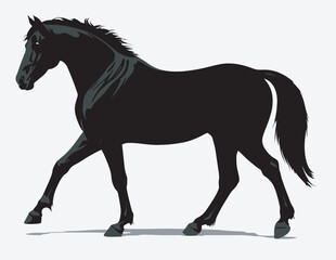 Black Horse Silhouette Clipart, Walking Horse Vector Art