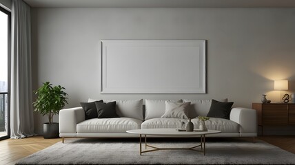 Modern Living Room with White Sofa Interior Design for Relaxing