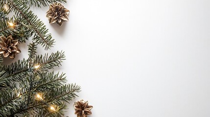 Minimalist Christmas card blank space resting on a clean white background with soft shadows