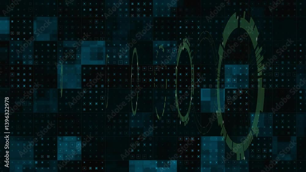 Poster animation of geometric patterns and circular elements for digital data processing